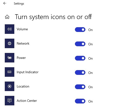 Comprender que su ubicación está actualmente en uso en los iconos de la barra de tareas de Windows 10