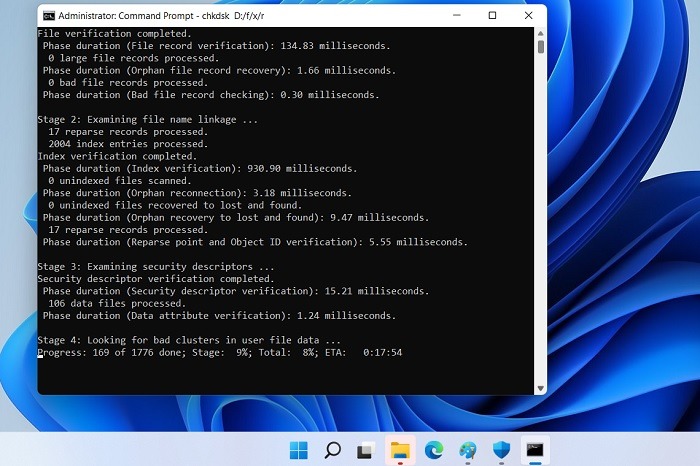 El parámetro de Windows 11 10 es incorrecto Ejecute Chkdsk Bad Clusters