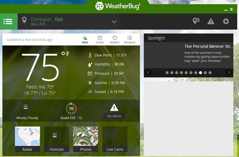 Detalles del Weatherbug