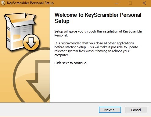 Keyloggers Configuración de Keyscrambler de Windows10