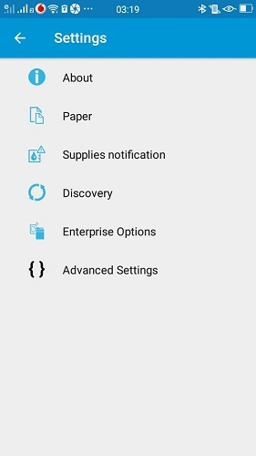 Imprimir usando la configuración del complemento de servicio de Hp del teléfono Android