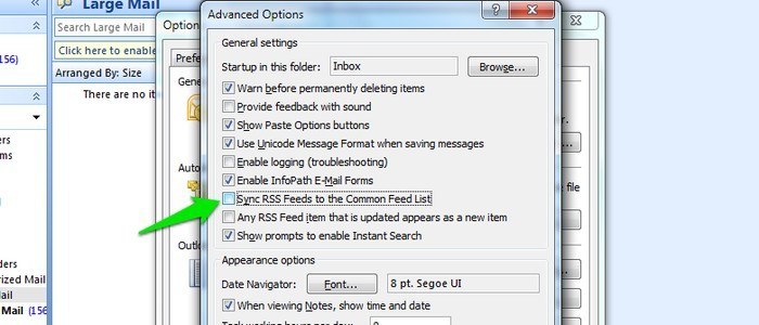 Acelerar-Outlook-desmarcar-Feed-Sync