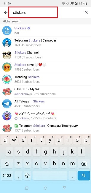 Cómo crear pegatinas Aplicación móvil Telegram Search Bot