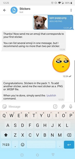 Cómo crear stickers Telegram Publicar nuevo sticker