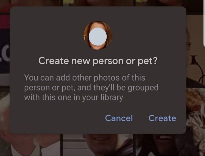 Google Fotos Etiquetado manual Crear nueva persona Móvil
