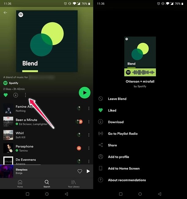Cómo crear una lista de reproducción de Spotify Blend Más opciones