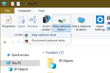 Cómo asignar una unidad Webdav en el menú desplegable de red de mapa de Windows 10