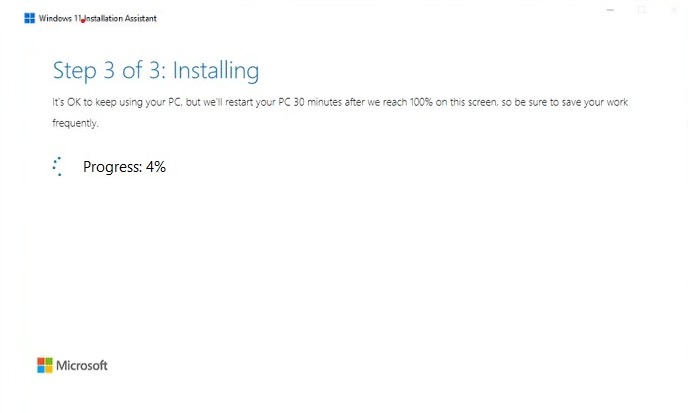 Asistente de instalación de instalación de Windows11 Instalación