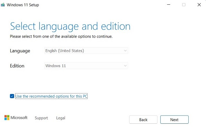 Windows11 Instalar edición de idioma de creación de medios