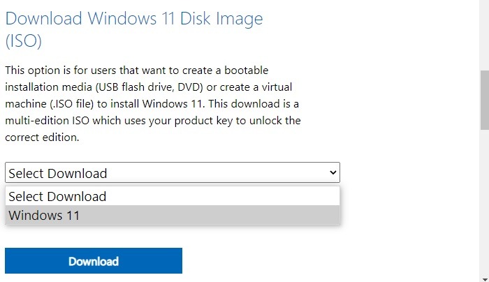 Imagen de disco de instalación de Windows 11 Iso