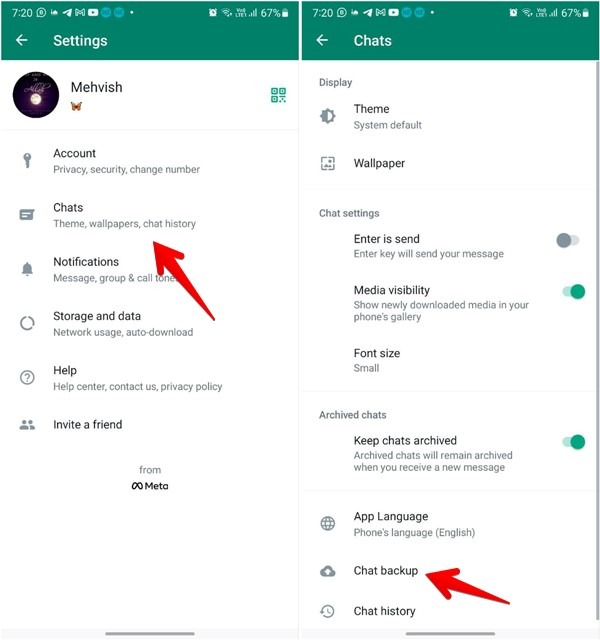 Chat de Android de copia de seguridad de Whatsapp
