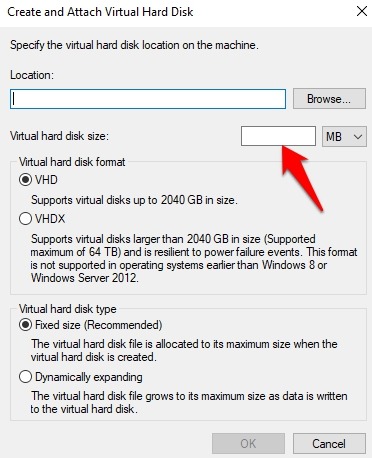 Proteger con contraseña las carpetas de archivos Windows 10 Tamaño Vhd