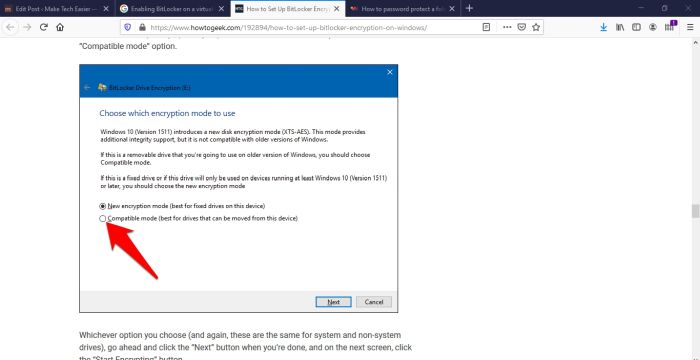 Proteger con contraseña las carpetas de archivos Windows 10 Bitlocker cifrar el modo compatible con el espacio en disco usado