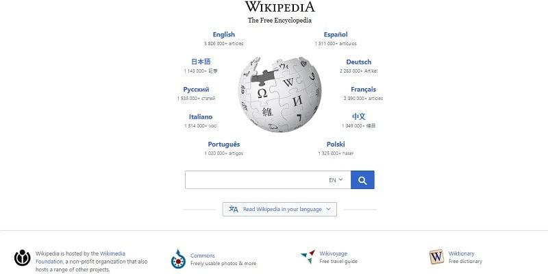 Featured Wikipedia Homepage