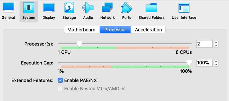 Configuraciones de congelación de la CPU de Virtualbox Ubuntu