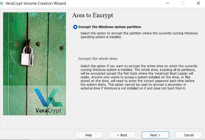 Sistema Veracrypt Patition Windows