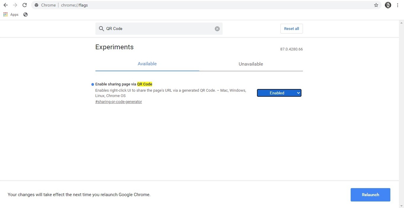 Cómo habilitar los experimentos de código QR en Chrome para compartir