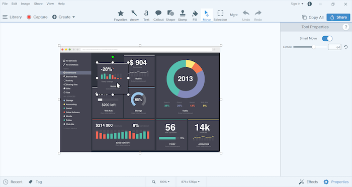 La aplicación Snagit.