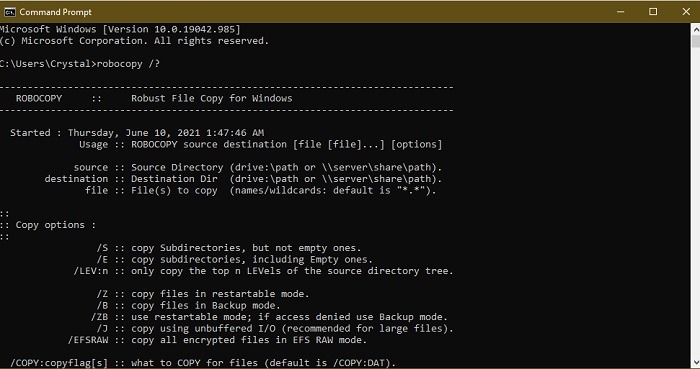 Maneras fáciles de copiar una gran cantidad de archivos rápidamente en Windows Robocopy