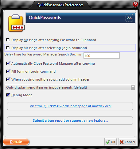 Complementos de seguridad para Thunderbird - contraseñas rápidas