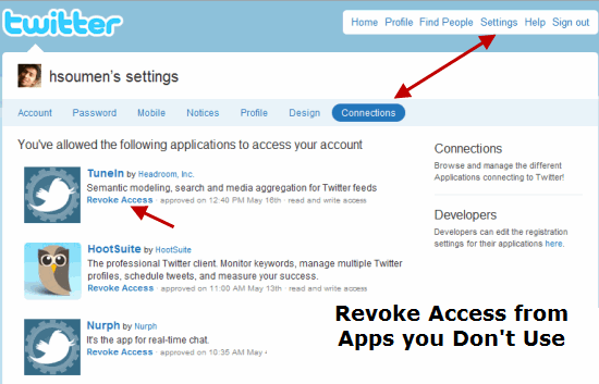 Revocar el acceso desde las aplicaciones de Twitter