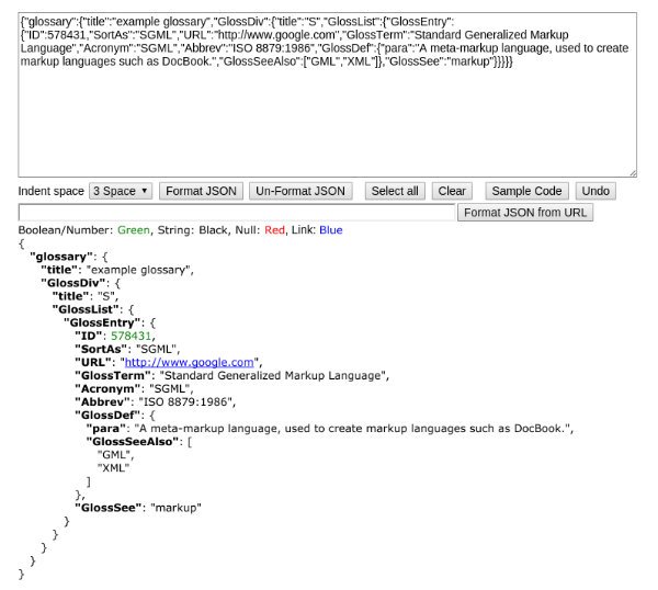 Aplicación para formatear JSON