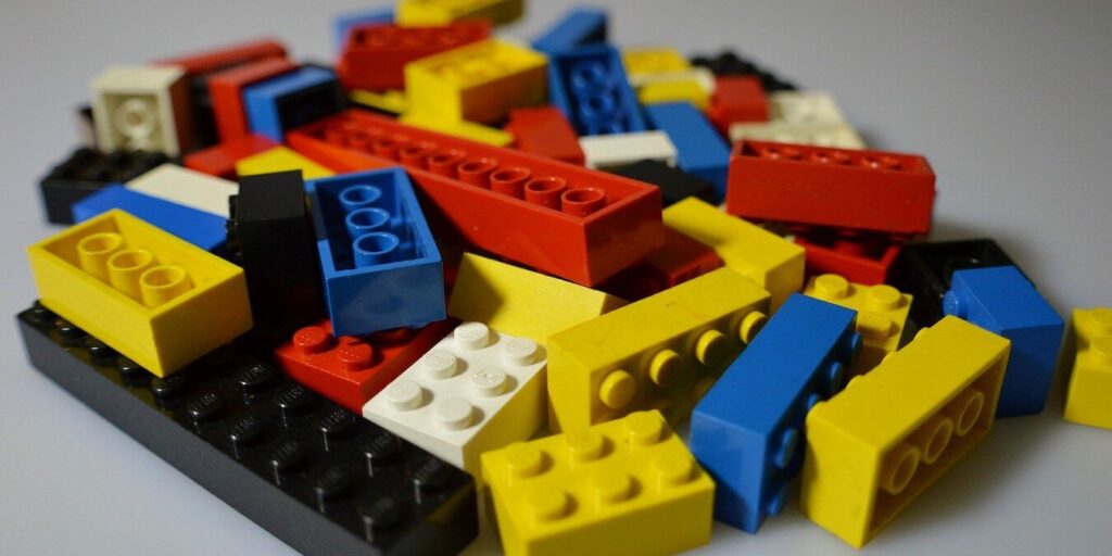 A pile of Lego bricks.