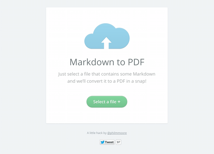 Markdown al sitio web en PDF.