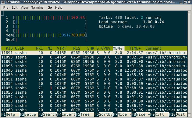 Temas de terminal Xfce solarizados