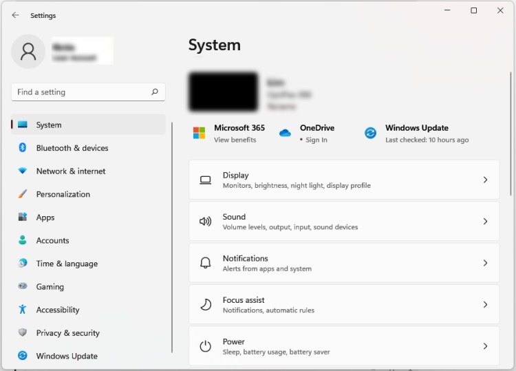 Configuración del sistema de Windows