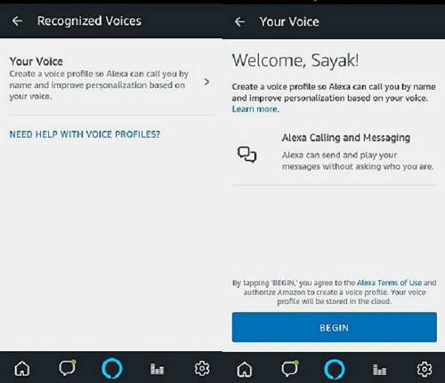 Perfiles de voz en Alexa