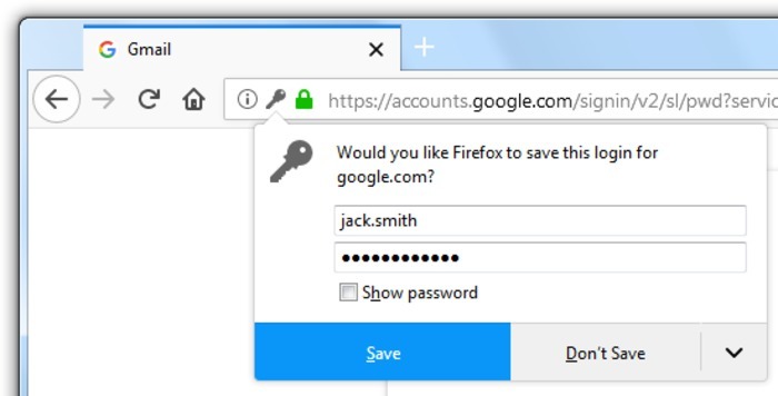 Administrador de contraseñas del navegador Firefox