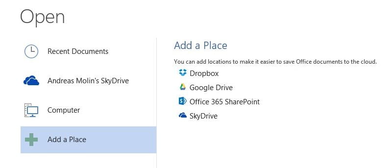 Agregar Dropbox y Google Drive a Microsoft Office 2013