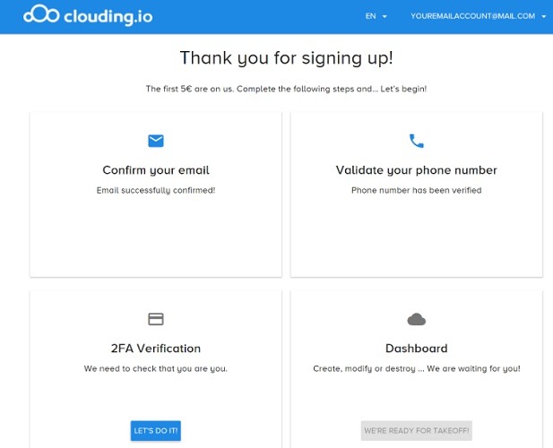 Confirmación de cuenta de Clouding.io 1