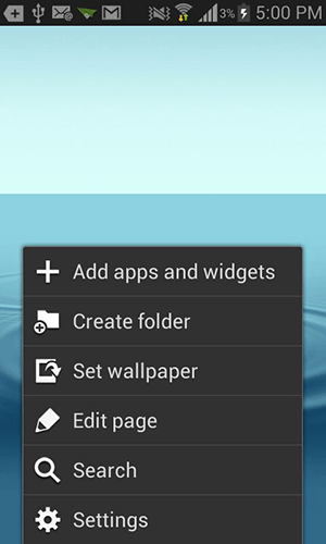Presione el botón Menú y seleccione 'Agregar aplicaciones y widgets'.