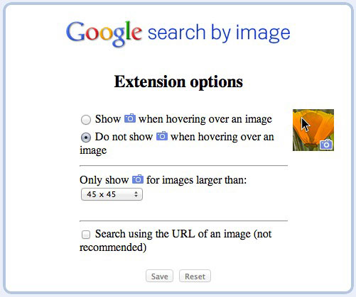 Búsqueda por extensión de imagen de Chrome