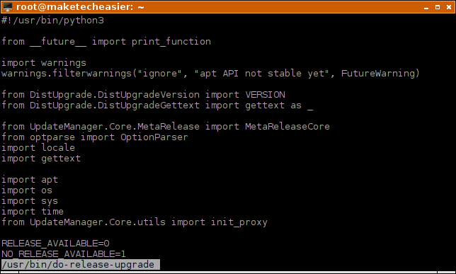 Actualización de Ubuntu CLI Python Script