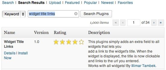 Instale el complemento de WordPress Widget Title Links.