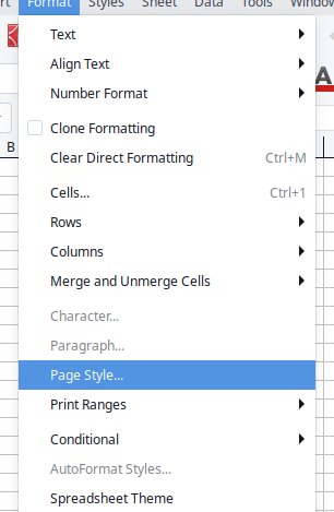 Estilo de página de formato de LibreOffice