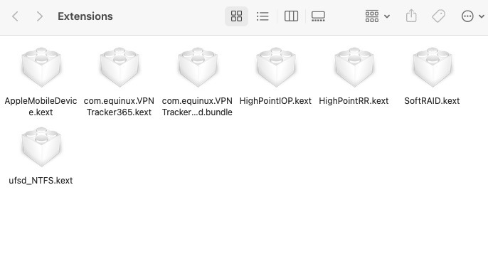 Carpeta de extensiones de kernel de Mac