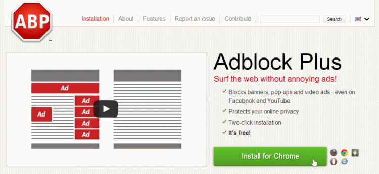 adblock más instalar para Chrome