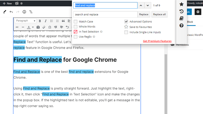 Buscar y reemplazar texto Chrome 2 1