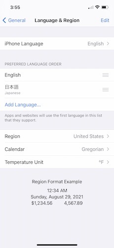 Cambiar la aplicación de idioma Región de idioma de Ios