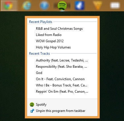 Haga clic derecho en el icono de la barra de tareas en Windows 8.