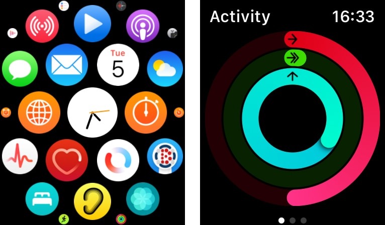 Objetivos de actividad Apple Watch Menú principal