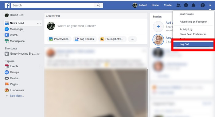 Cómo cerrar sesión en Facebook Cerrar sesión