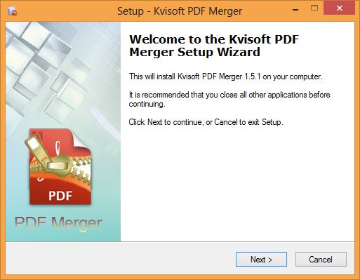 Instale Kvisoft PDF Merger en su computadora con Windows.