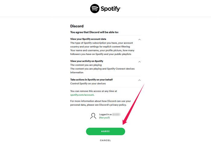 Conectar Spotify a Discord Desktop Otorgar permiso de conexión