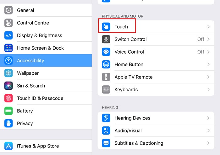 Ratón inalámbrico Ipad Touch Configuración