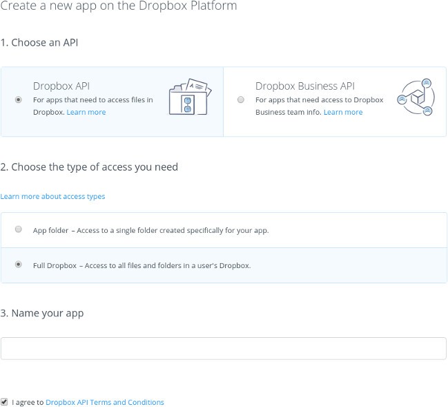 copia de seguridad automática-crear-dropbox-aplicación